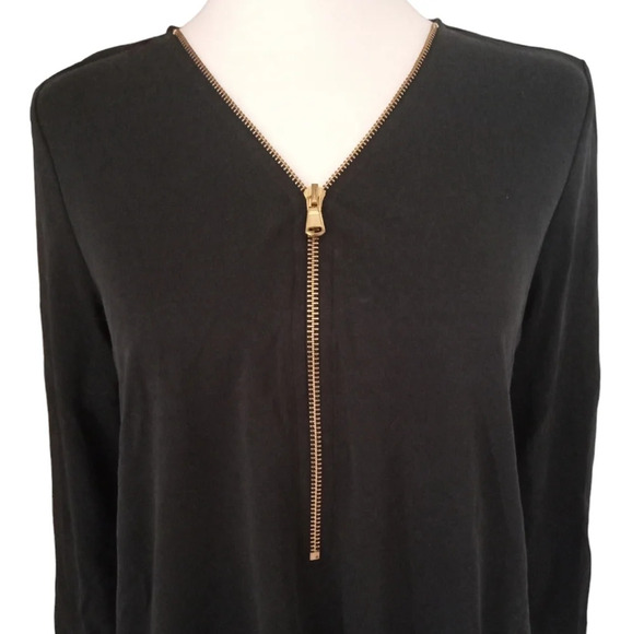 Soft Surroundings Black Tunic Top Gold Zipper Modal Blend Size XS - Picture 2 of 6
